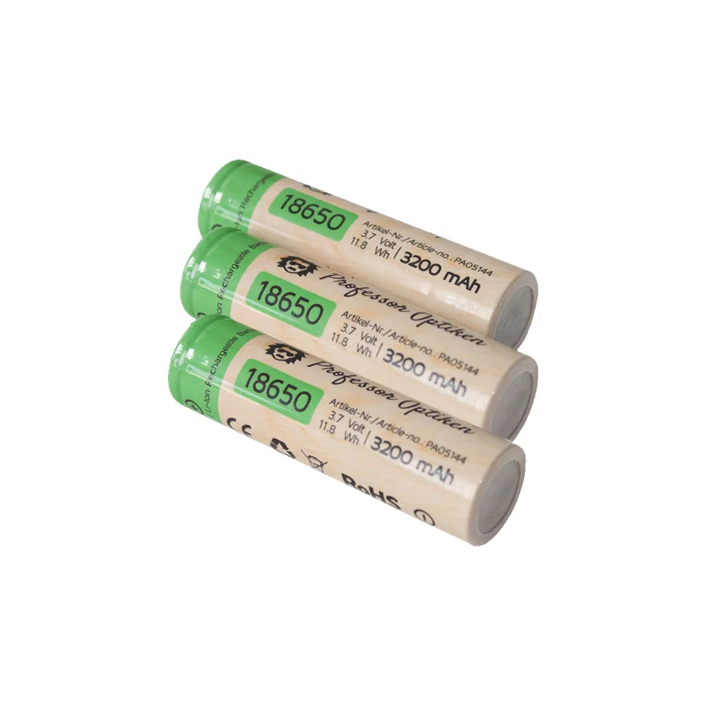 3er Set Professor Optiken 18650 Lithium-Ionen-Akku, 3,7 Volt mit 3200 mAh für ICU easy