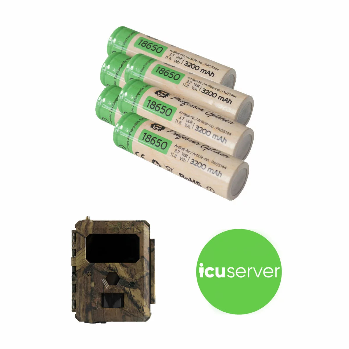 6er Set Professor Optiken 18650 Lithium-Ionen-Akku, 3,7 Volt mit 3200 mAh für ICU easy