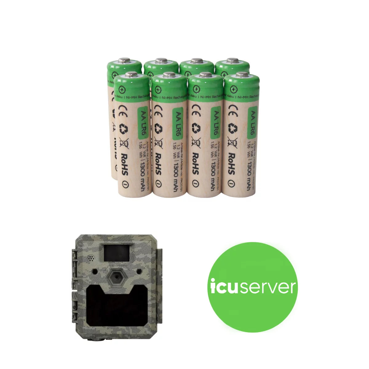 8er Set Professor Optiken AA Nickel-Metallyhydrid-Akku, 1,2 Volt mit 1300 mAh für ICU CAM5