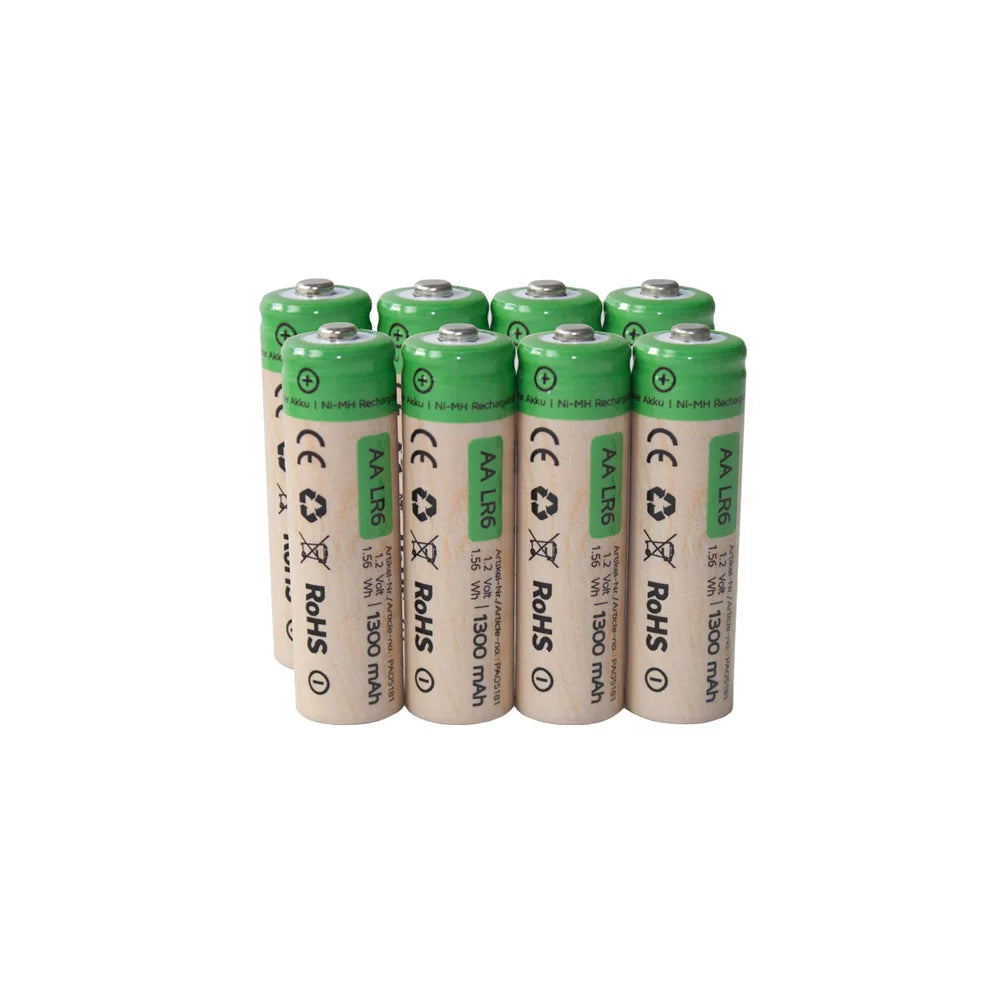 8er Set Professor Optiken AA Nickel-Metallyhydrid-Akku, 1,2 Volt mit 1300 mAh für ICU CAM5