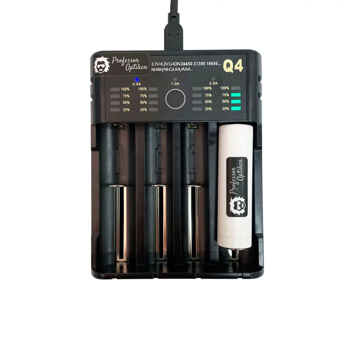 Professor Optiken universal Ladegerät für Lithium-Ionen-Akkus, 0,5-2A - 4-fach